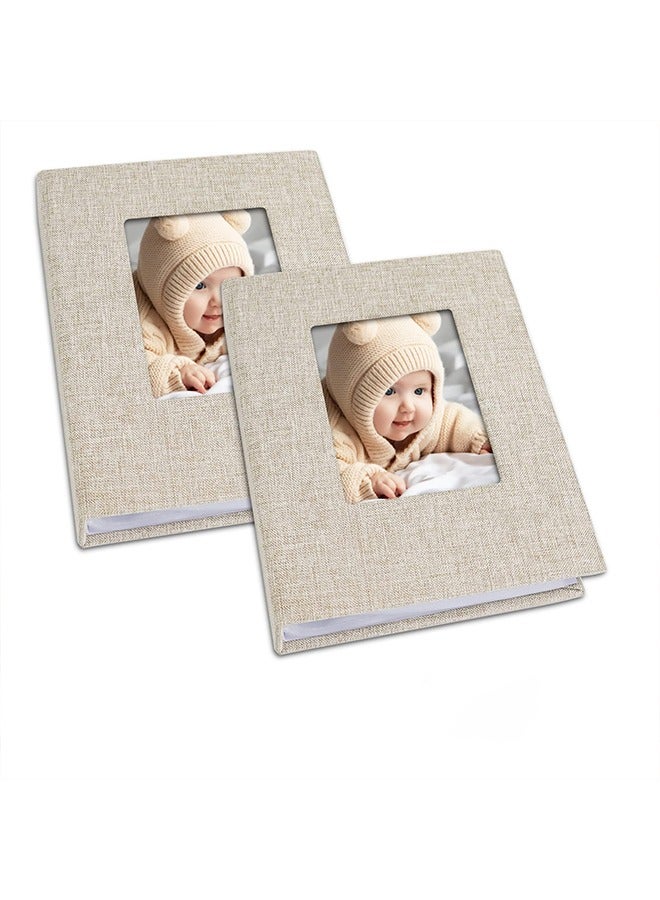 Baby Photo Album, 4x6 Slip-in Picture Album, 50 Pages Holds 100 Photos, Portable Photo Book 4x6 for Wedding Family Baby Travel Beige