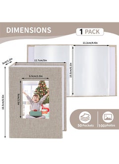 Generic Baby Photo Album,  4x6 Slip-in Picture Album,  50 Pages Holds 100 Photos, Portable Photo Book 4x6 for Wedding Family Baby Travel Beige  - Image 2