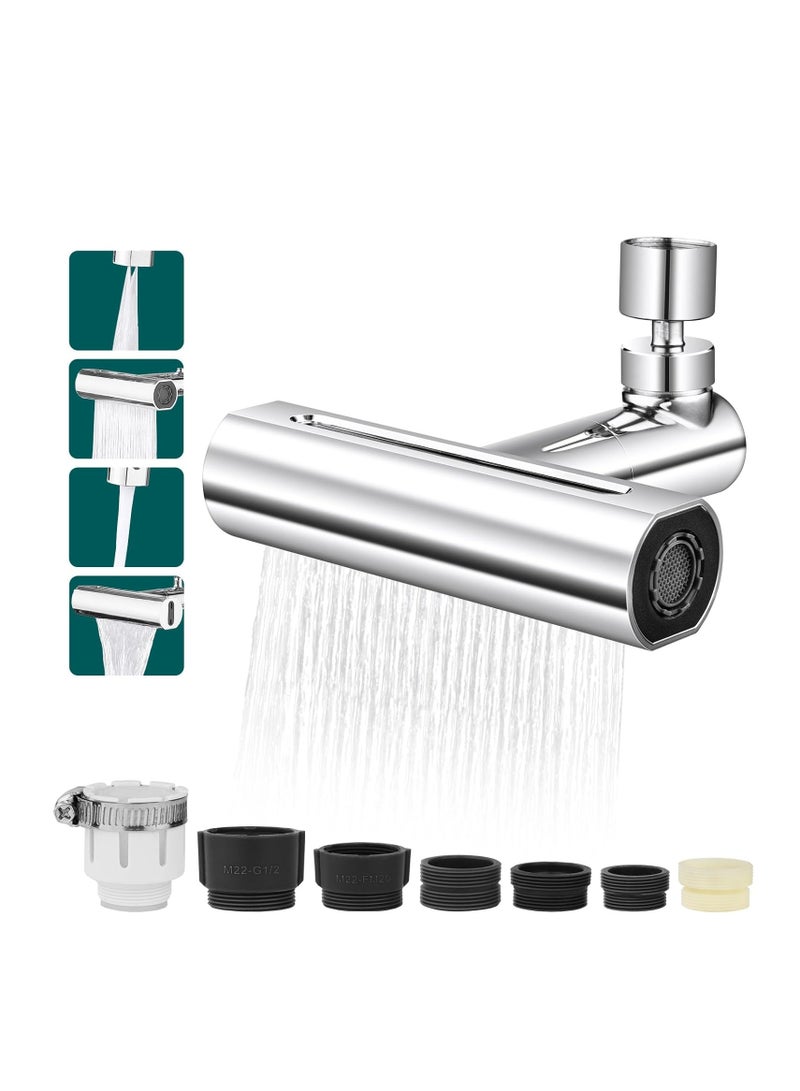 SYOSI Kitchen Tap Spray Head, 360° Swivel Spout, Kitchen Sink Tap, Tap Faucet Attachment Spray with 4 Modes, Replacement Tap Bubbler Head Aerator, Tap Adapter Accessories, Anti-rust ABS+Brass Material, G1/2 - Image 1