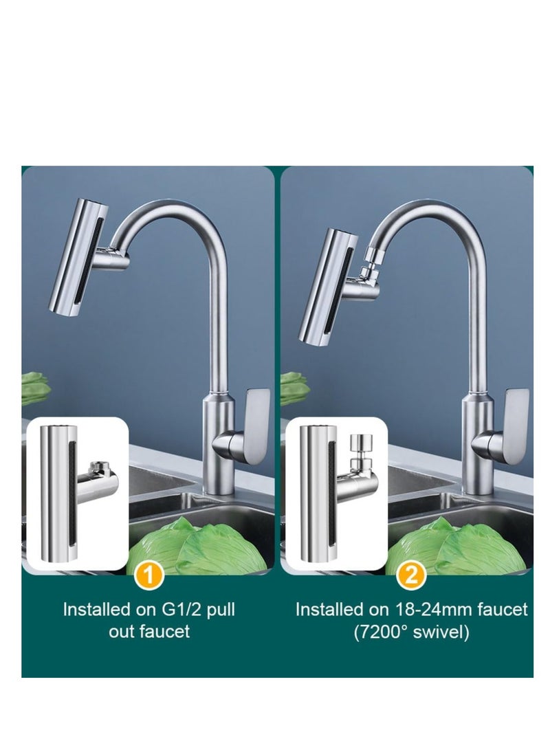 SYOSI Kitchen Tap Spray Head, 360° Swivel Spout, Kitchen Sink Tap, Tap Faucet Attachment Spray with 4 Modes, Replacement Tap Bubbler Head Aerator, Tap Adapter Accessories, Anti-rust ABS+Brass Material, G1/2 - Image 3