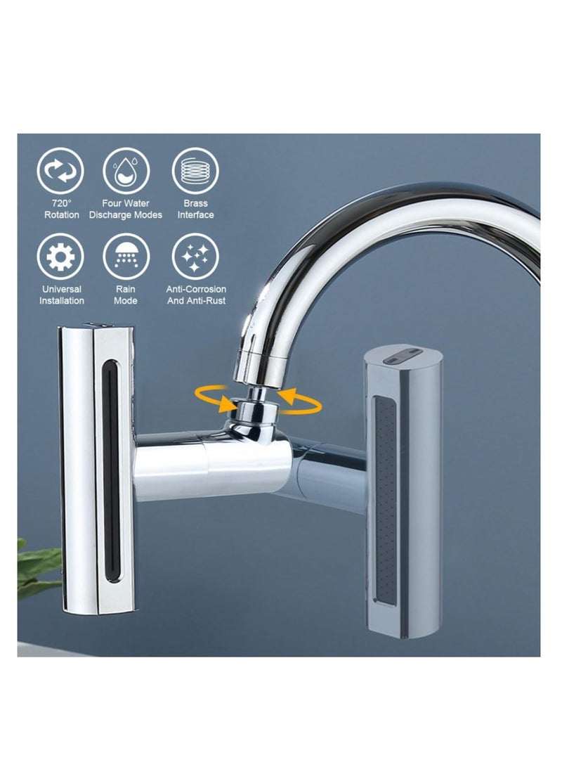 SYOSI Kitchen Tap Spray Head, 360° Swivel Spout, Kitchen Sink Tap, Tap Faucet Attachment Spray with 4 Modes, Replacement Tap Bubbler Head Aerator, Tap Adapter Accessories, Anti-rust ABS+Brass Material, G1/2 - Image 4