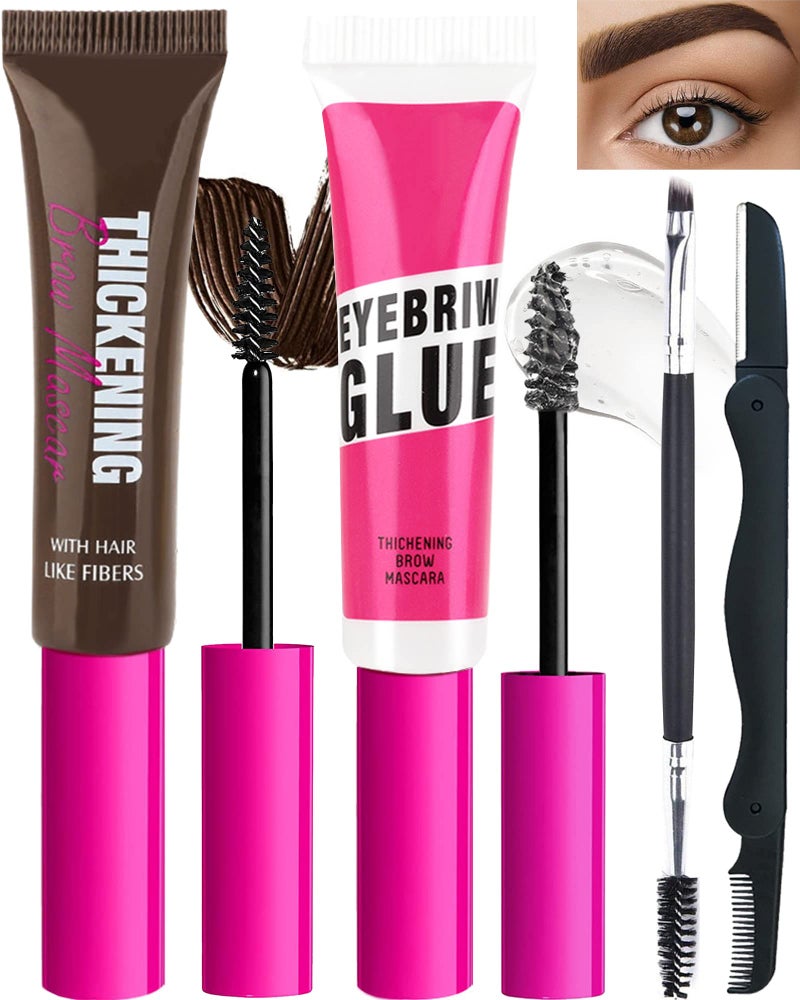 LYSdefeu Brow Gel Kit-Espresso Thickening Tinted Eyebrow Mascara Gel & Clear Setting Brow Glue, Brow Lift Fast Sculpt, Long Lasting Eye Makeup for Women, Light Medium Dark Brown With Brow Tool-Set 07 - Image 1