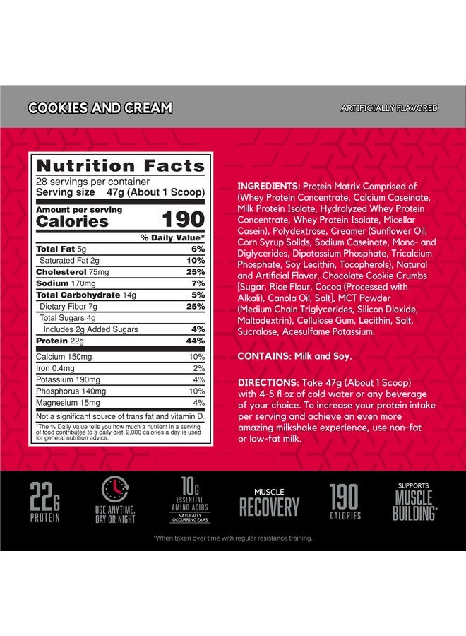 BSN SYNTHA-6 Whey Protein Powder, Micellar Casein, Milk Protein Isolate Powder, Cookies and Cream, 28 Servings (Package May Vary) - Image 2