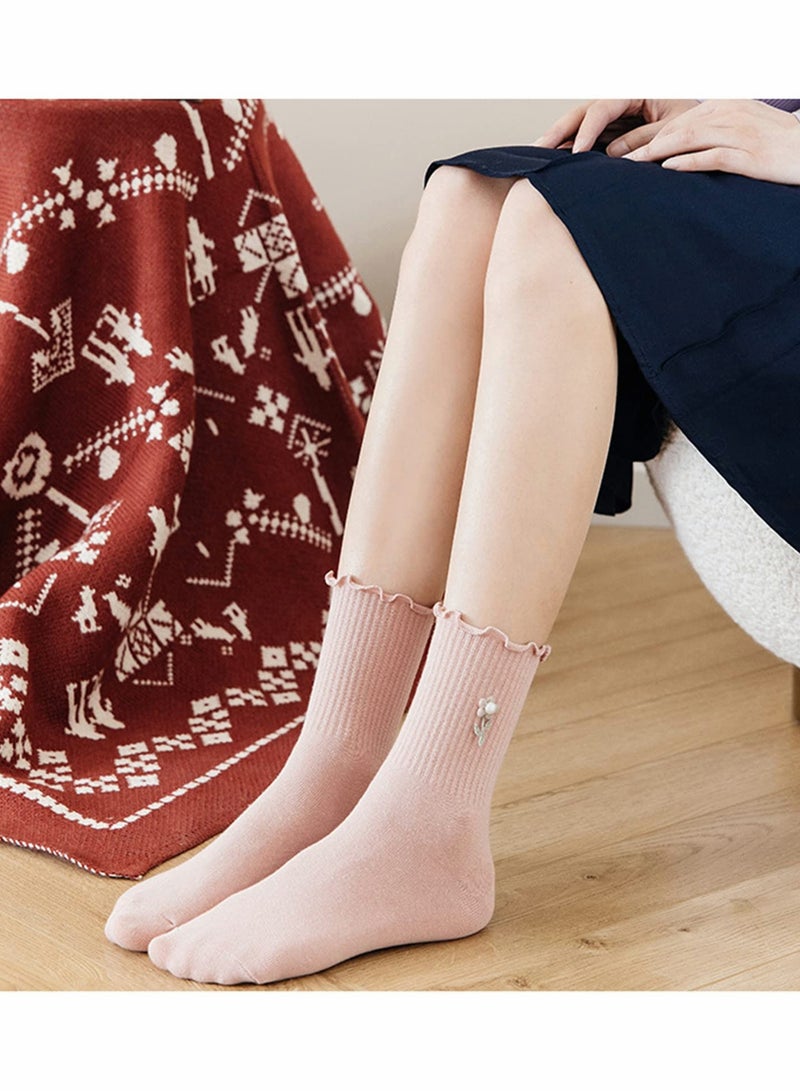 Excefore Women's Cotton Socks 7 Pairs Womens Fun Novelty Crew Colorful Patterns Super Soft Fashion Casual Socks - Image 3