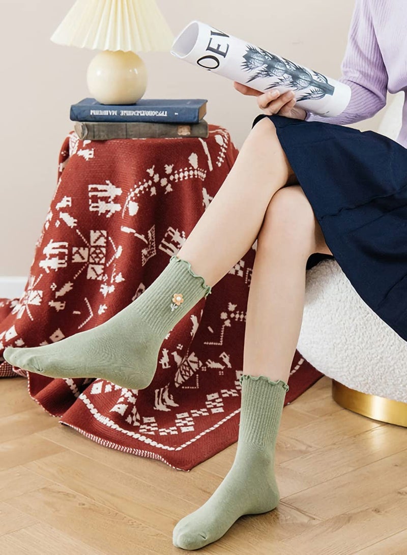 Excefore Women's Cotton Socks 7 Pairs Womens Fun Novelty Crew Colorful Patterns Super Soft Fashion Casual Socks - Image 5