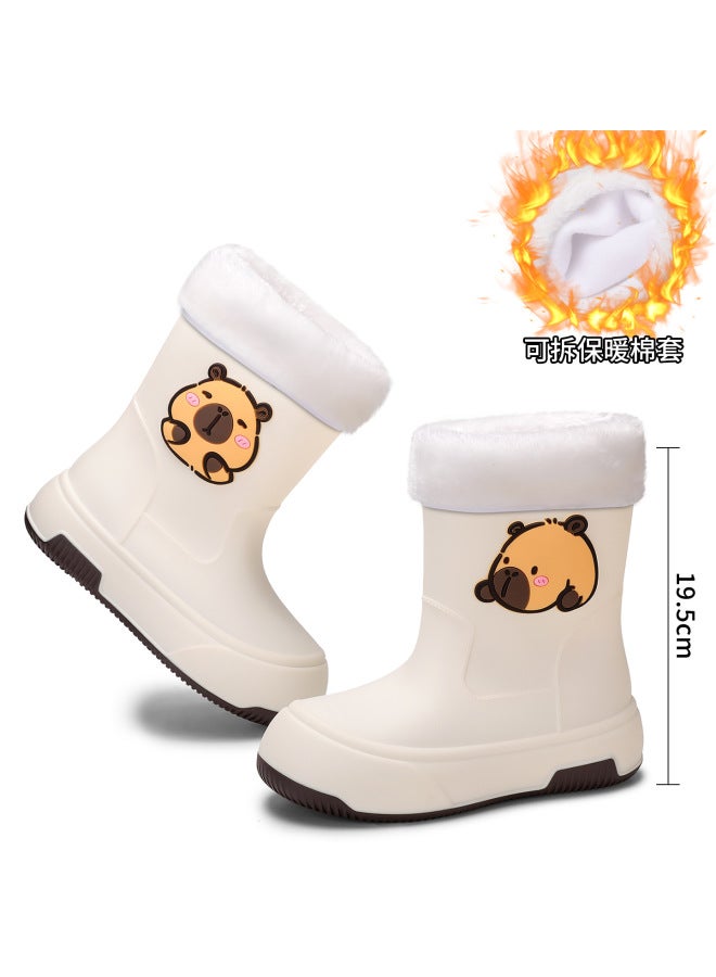 Short Rain Boots For Women, Rubber Shoes For Outer Wear, Non-slip Water Boots, Thick-soled Water Shoes, Plus Velvet Short Student Cuff Rain Boots