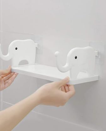 MOXSTAR Floating Shelf, Wall Mounted for Bathroom Rack self Adhesive for Storage Shelf Bathroom Organizer Without Drill (Elephant) - Image 4