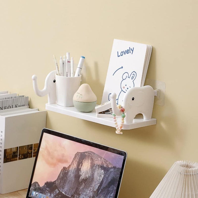 MOXSTAR Floating Shelf, Wall Mounted for Bathroom Rack self Adhesive for Storage Shelf Bathroom Organizer Without Drill (Elephant) - Image 2