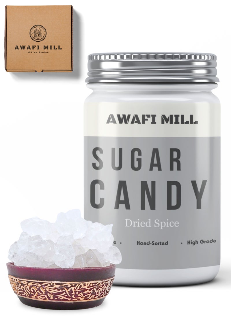 Awafi Mill AWAFI MILL Sugar Candy | Crystal Rock Sugar | Mishri for Beverages and Desserts (Bottle of 250 gram / 9 Oz)  - Image 1