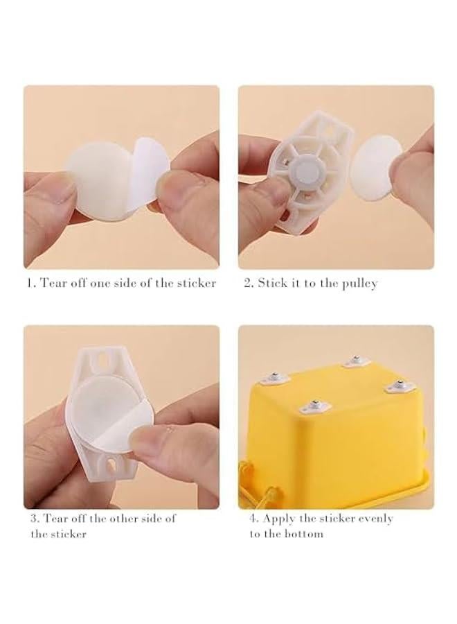 Self Adhesive Wheels - Swivel Wheels Caster Wheels | Ball Bearing Rollers Sticky Swivel Pulleys | - Ball Bearing Rollers | Easy to Use Dhesive Wheels Rolling Feet | for Flower Pots Trash Cans  - Image 5