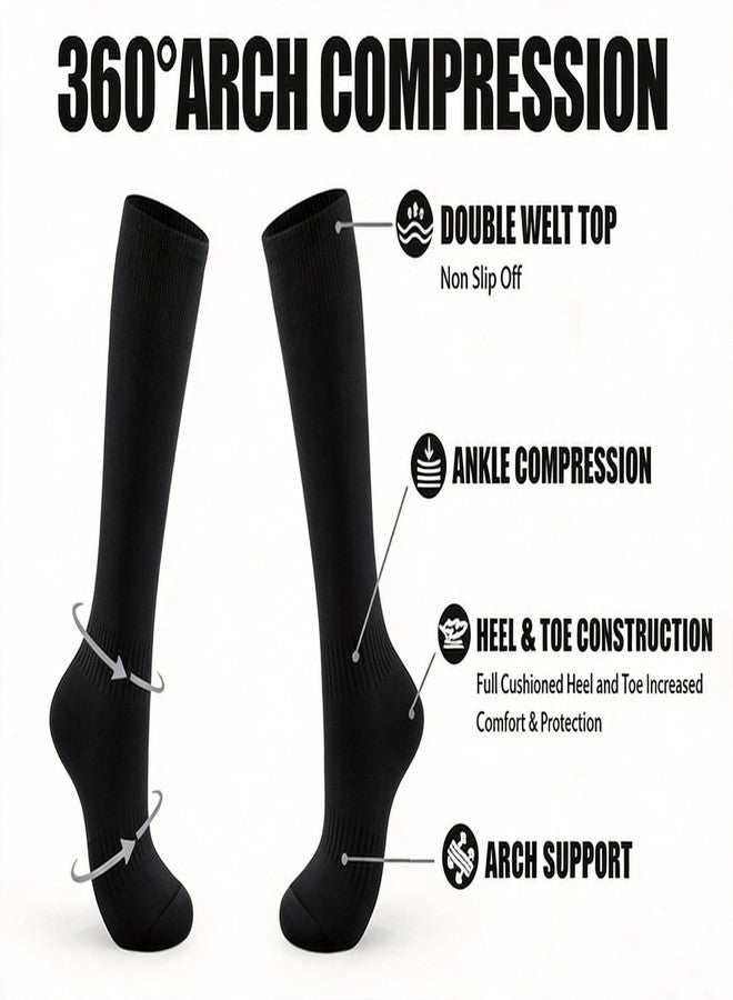 GRAPMKTG 3 Pack Soccer Softball Baseball Socks for Youth Football Knee High Socks for Kids Tube Socks for Boys Girls Black X-Small - Image 4