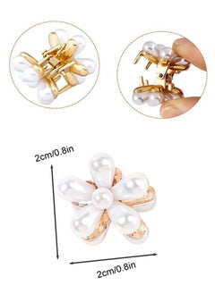 Ant 6-Piece Small Pearl Hair Clips, White Metal Flower Design Claw Clips, Bangs Clips Decorative Hair Accessories for Women Girls  - Image 2