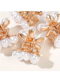 Ant 6-Piece Small Pearl Hair Clips, White Metal Flower Design Claw Clips, Bangs Clips Decorative Hair Accessories for Women Girls  - Image 3