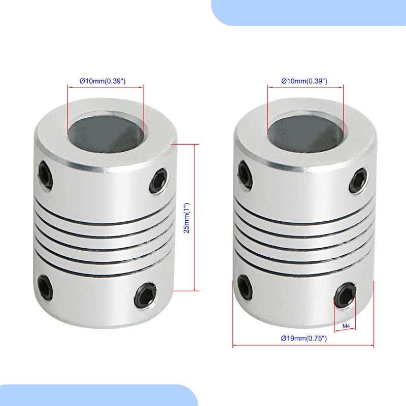 Aopin Flexible Beam Couplings 10mm to 10mm Flexible Coupler Shaft for 3D Printer, Length 25mm / 1" Motor Coupler Connector, Great Apply for Model Shaft, CNC Machine, Motor Guide, DIY Encoder 4 Pcs - Image 2