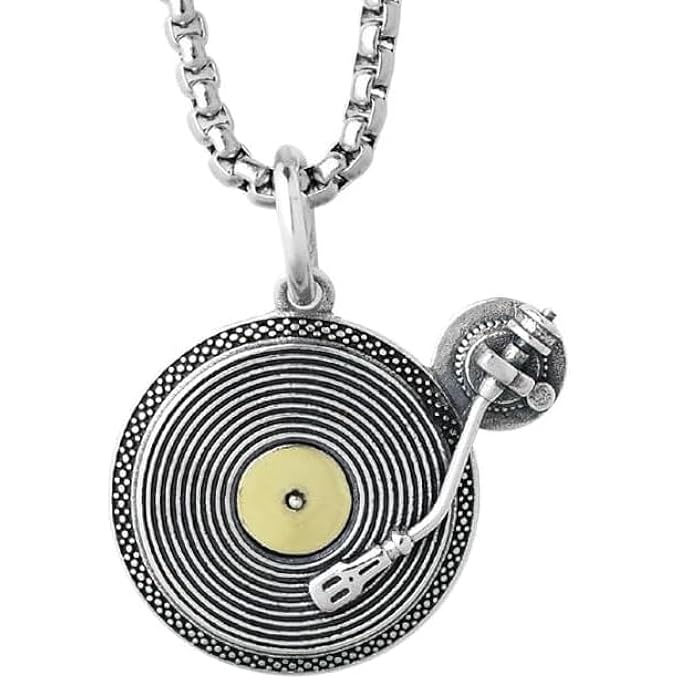 rayihni Retro Vinyl Record Pendant Necklace, For Women And Men, Round Disc Design, Recording Player Charm, Hip Hop Punk Style, Antique Silver Finish, Ideal For Dj Lovers And Music Fans, 1 Pcs - Image 1