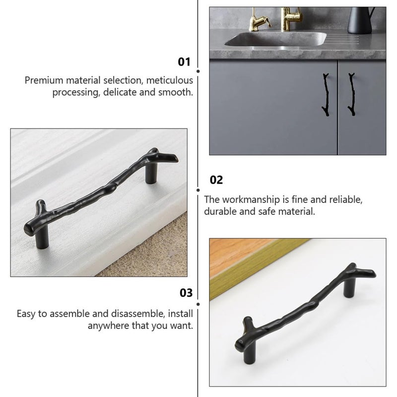 Black Branch Shaped Cabinet Handles 2 Pack Rustic Tree Twig Drawer Pulls Kitchen Furniture Hardware - Image 4