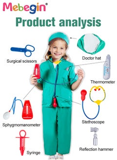 MEBEGIN Doctor Costume Kit with Rich Accessaries, Doctor-themed Pretend Play Playset, Nurse Uniform Playset with Stethoscope Sphygmomanometer, Scissors and Other Tools, Suitable for Cosplay, Themed Parties and Family Game, Ideal Gift for Kids  - Image 4
