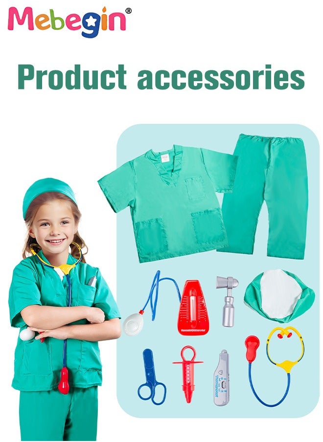 MEBEGIN Doctor Costume Kit with Rich Accessaries, Doctor-themed Pretend Play Playset, Nurse Uniform Playset with Stethoscope Sphygmomanometer, Scissors and Other Tools, Suitable for Cosplay, Themed Parties and Family Game, Ideal Gift for Kids  - Image 2