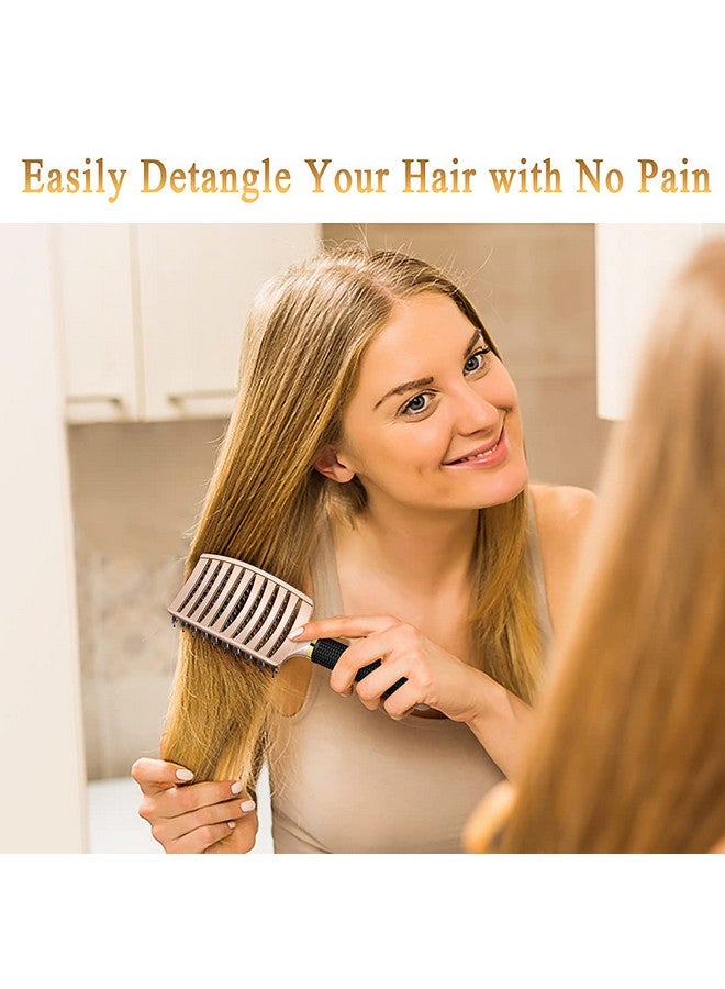KTKUDY Detangling Brush Getting Knots Out without Pain - Boar Bristles Hair Brush Make Hair Shiny & Healthier Vented Detangler Brush for Women Men Kids Wet and Dry Hair (Gold & Green) - Image 4