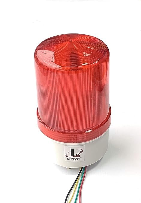 Litost Litost Beacon Led Light Warning Light Industrial Revolving Rotate Light with Sound Alarm Buzzer AC 220 Volt 12 Volt DC 24 Volt DC RED  - Image 1