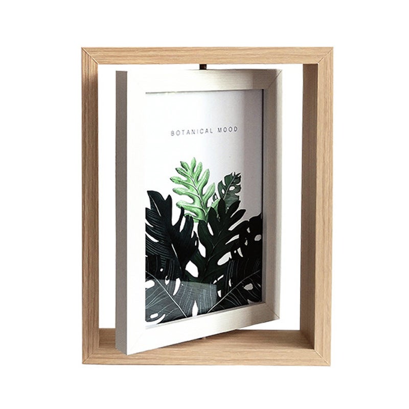 Rotating Double-Sided Picture Frame: 2-Pack 5x7 Distressed Wood Frame With HD Glass, 360 Degree Rotation, Vertical Horizontal Tabletop Display for Home Office Decor & Gift Giving - Image 1
