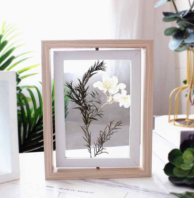 Rotating Double-Sided Picture Frame: 2-Pack 5x7 Distressed Wood Frame With HD Glass, 360 Degree Rotation, Vertical Horizontal Tabletop Display for Home Office Decor & Gift Giving - Image 5