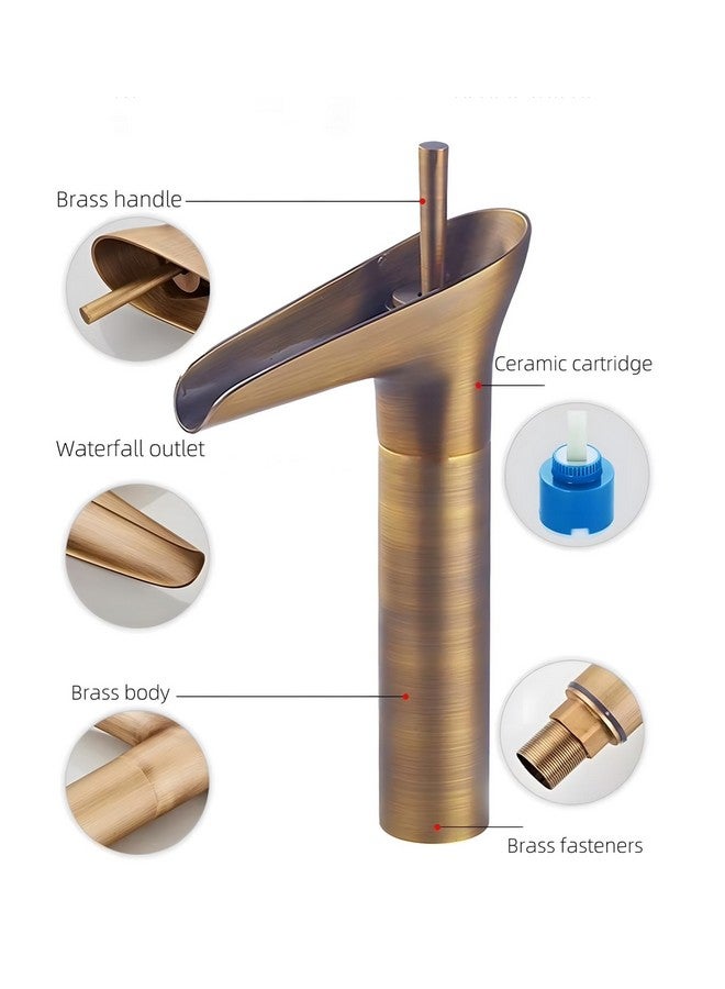 24x7 eMall Copper Antique Brown Basin Mixer Faucet Tap Waterfall 12 inches Height, Hot and Cold, for Bathroom, Toilet Wash Basins, Antique Design - Image 2