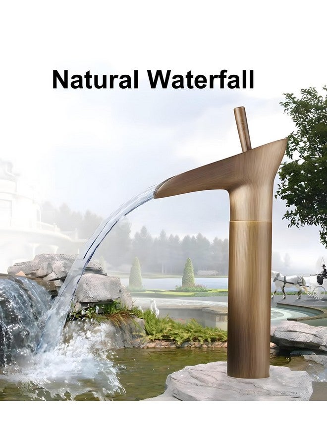24x7 eMall Copper Antique Brown Basin Mixer Faucet Tap Waterfall 12 inches Height, Hot and Cold, for Bathroom, Toilet Wash Basins, Antique Design - Image 3