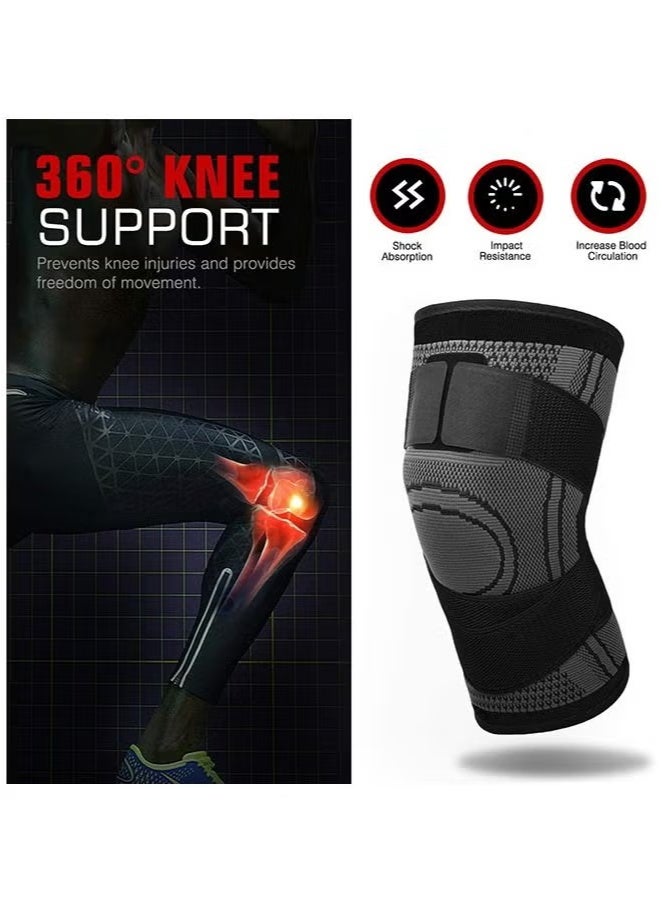 أوميوين دعامة الركبة المكونة من قطعتين، كم ضاغط للركبة للرجال والنساء، وسادة دعم الركبة للجري وركوب الدراجات وكرة السلة مع حزام قابل للتعديل - Image 2