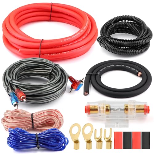 Welugnal 4 Gauge Car Amp Audio Wiring Kit – Welugnal 1000W Car Amplifier subwoofer Wiring Install kit Helps You Make Connections and Brings Power to Your Radio, Subwoofers and Speakers Amp Power Wire - Image 1