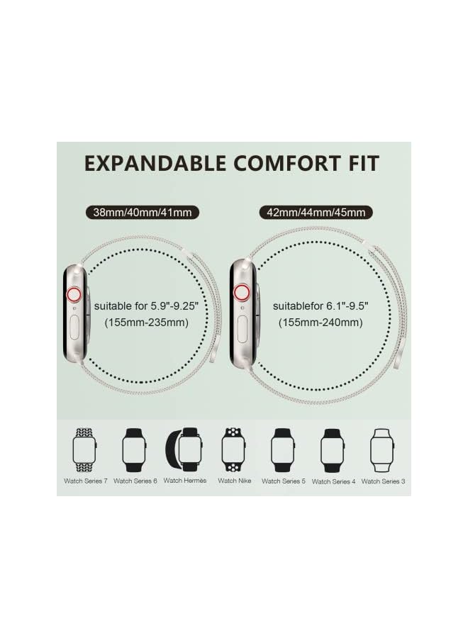 XST Compatible For Apple Watch Band 38Mm 40Mm 41Mm For Women Men, Stainless Steel Mesh Loop Magnetic Clasp Replacement Wristband Strap Compatible With Iwatch Se & Series 8/7/6/5/4/3/2/1 Starlight - Image 3