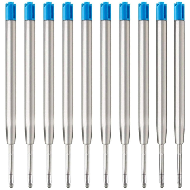 MengRan 3.9'' Ballpoint Ink Pen Refills for Click Pens,1mm Medium Tip,Compatible with Parker Pen Refill,Pack of 10 (Blue Ink) - Image 1