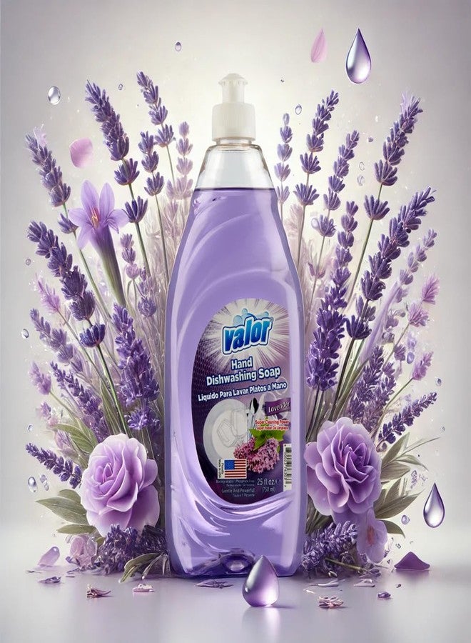 Valor Dishwashing Liquid, 25 fl oz - Dish Soap for Kitchen & Bathroom, Grease-Fighting, Gentle on Hands, Fast Rinse, Eco-Friendly Biodegradable Formula (25 fl oz (Pack of 1), Lavender) - Image 5