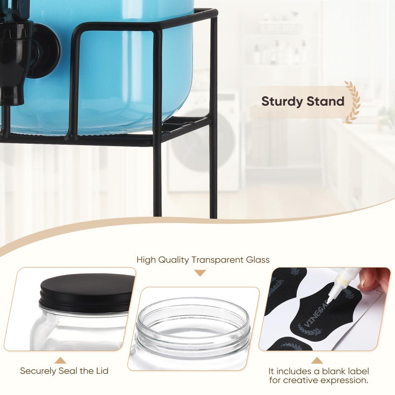 GADFISH Liquid Laundry Detergent Dispenser, Three 2.2L Laundry Detergent Dispenser Glass Jar for Liquid Detergent, Fabric Softener- Laundry Soap Dispenser for Laundry Room Organization - Image 4