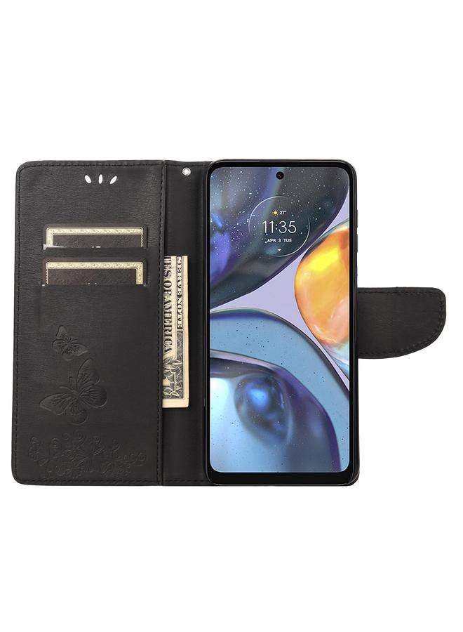 S-TOP Case For Motorola Moto G22 Butterfly Embossed Horizontal Flip Leather Phone Case - Image 4