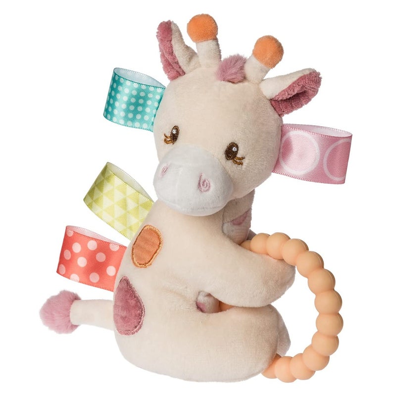 Mary Meyer Taggies Soft Baby Rattle with Teether Ring and Sensory Tags 6Inches Tilly Giraffe