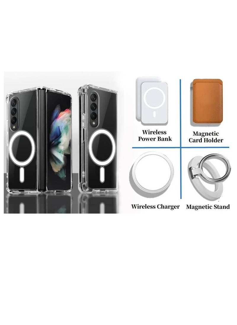 Case for Samsung Galaxy Z Fold 4 Clear Case Compatible with Mag Safe Transparent Shockproof Protection Yellowing Resistant Magnetic Phone Case for Galaxy Z Fold 4 5G