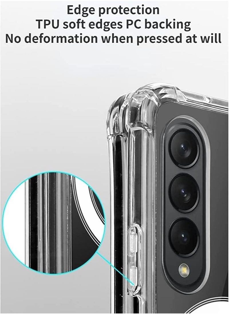 Case for Samsung Galaxy Z Fold 4 Clear Case Compatible with Mag Safe Transparent Shockproof Protection Yellowing Resistant Magnetic Phone Case for Galaxy Z Fold 4 5G