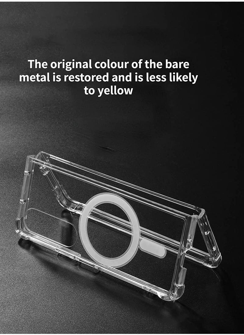 Case for Samsung Galaxy Z Fold 4 Clear Case Compatible with Mag Safe Transparent Shockproof Protection Yellowing Resistant Magnetic Phone Case for Galaxy Z Fold 4 5G