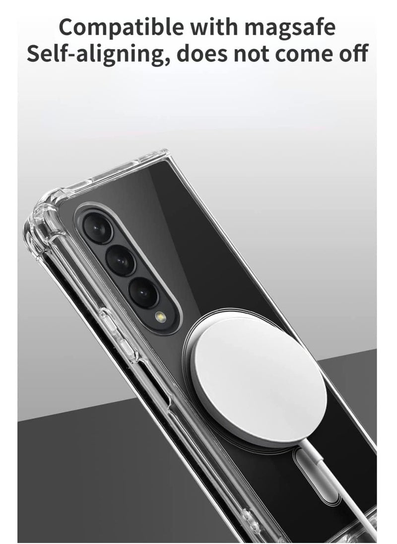 Case for Samsung Galaxy Z Fold 4 Clear Case Compatible with Mag Safe Transparent Shockproof Protection Yellowing Resistant Magnetic Phone Case for Galaxy Z Fold 4 5G