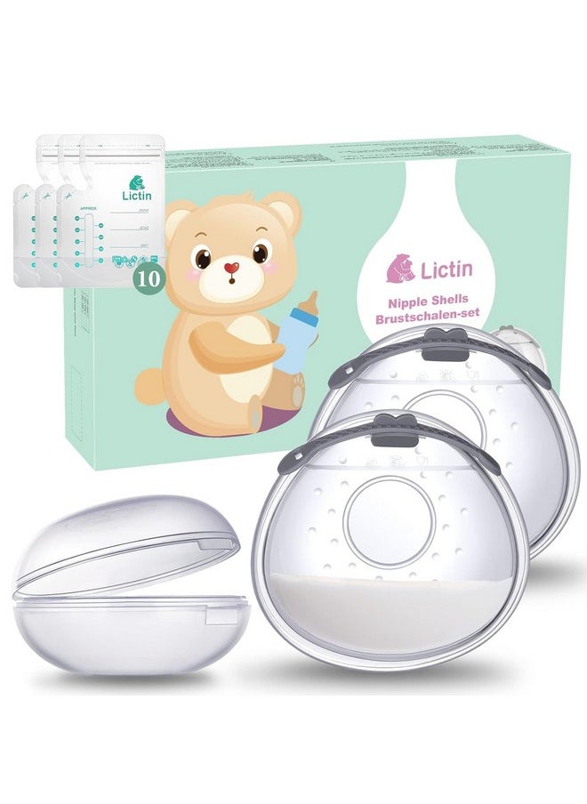 Lictin Breast Shell Breastmilk Collector For Breastfeeding-2 Pcs Silicone Breast Pad Nursing Cup Milk Saver For Nursing Moms Protect Sore Nipples Soft And Reusable With Box  - Image 1