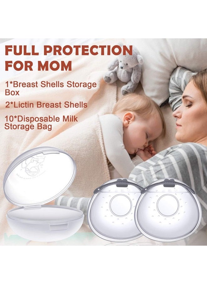 Lictin Breast Shell Breastmilk Collector For Breastfeeding-2 Pcs Silicone Breast Pad Nursing Cup Milk Saver For Nursing Moms Protect Sore Nipples Soft And Reusable With Box  - Image 2