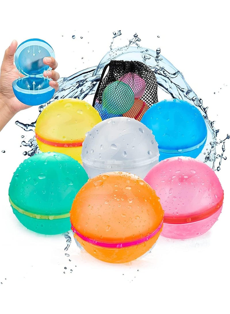 VUCATIN 6 PCS Reusable Water Balloons Magnetic Water Balloons Self Sealing Refillable Water Balloons Water Toys Outdoor Activities Water Games Toys Pool Beach Toys for Kids ages 3+ (Round) - Image 1