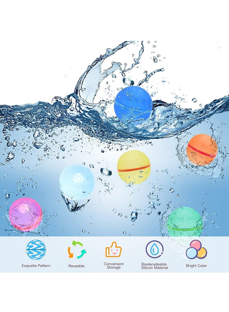 VUCATIN 6 PCS Reusable Water Balloons Magnetic Water Balloons Self Sealing Refillable Water Balloons Water Toys Outdoor Activities Water Games Toys Pool Beach Toys for Kids ages 3+ (Round) - Image 4