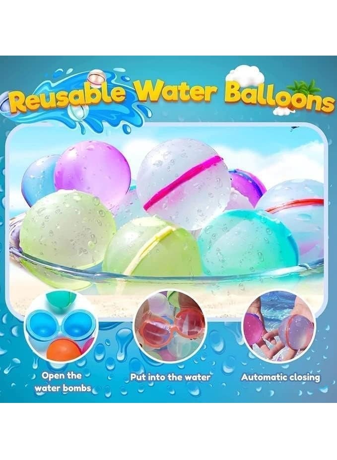 VUCATIN 6 PCS Reusable Water Balloons Magnetic Water Balloons Self Sealing Refillable Water Balloons Water Toys Outdoor Activities Water Games Toys Pool Beach Toys for Kids ages 3+ (Round) - Image 2