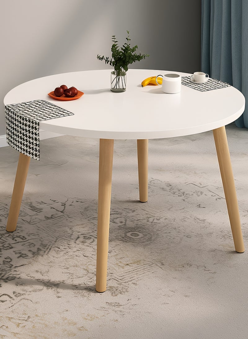 Taimi 5-Piece Dining Set, Modern Round Dining Table with 4 Elegant Chairs | Solid White Wood Table 80cm with 4 White Plastic Chairs and Wooden Legs - Image 2