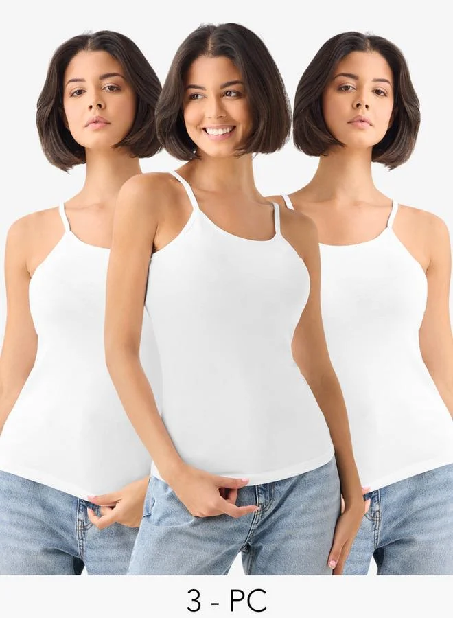 Splash FAV Set of 3   Camisole with Scoop Neck and Spaghetti Straps