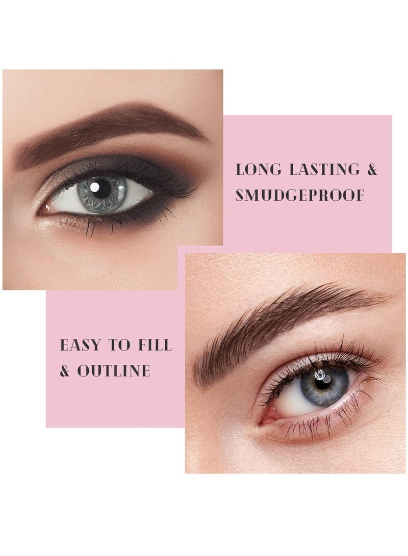 Music Flower قلم حواجب ثلاثي الأبعاد مزدوج الطرف قلم حواجب مقاوم للماء قلم تعزيز الحواجب الطبيعي مقاوم للتلطخ يدوم طويلاً مكياج عيون قلم حواجب رفيع بني داكن - Image 2