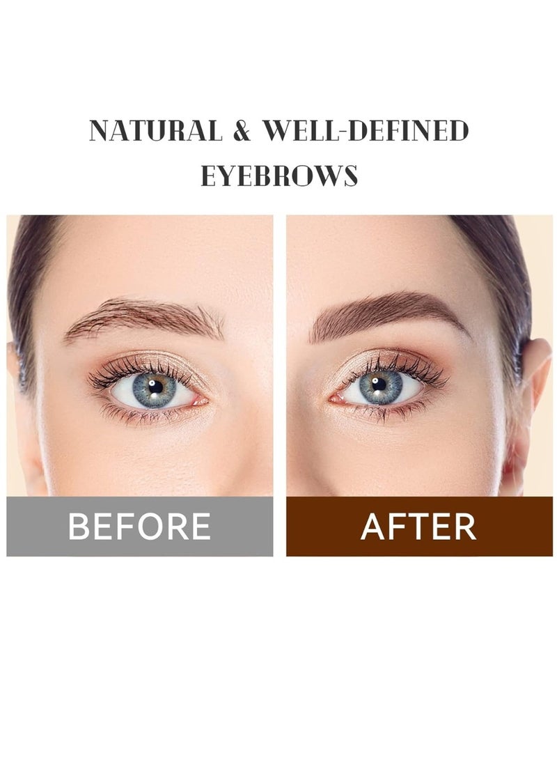 Music Flower قلم حواجب ثلاثي الأبعاد مزدوج الطرف قلم حواجب مقاوم للماء قلم تعزيز الحواجب الطبيعي مقاوم للتلطخ يدوم طويلاً مكياج عيون قلم حواجب رفيع بني داكن - Image 3