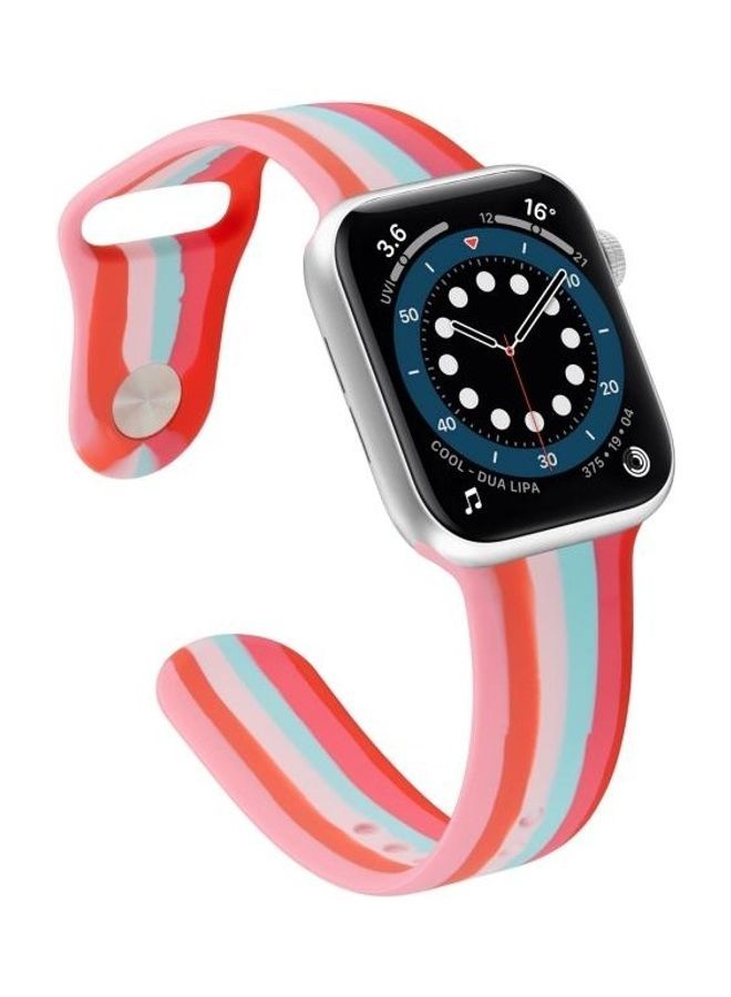 NIBEMINENT Rainbow Silicone Strap Watchband For Apple Watch Series 7/6/SE/5/4/3/2/1 41/40/38mm Multicolour - Image 3